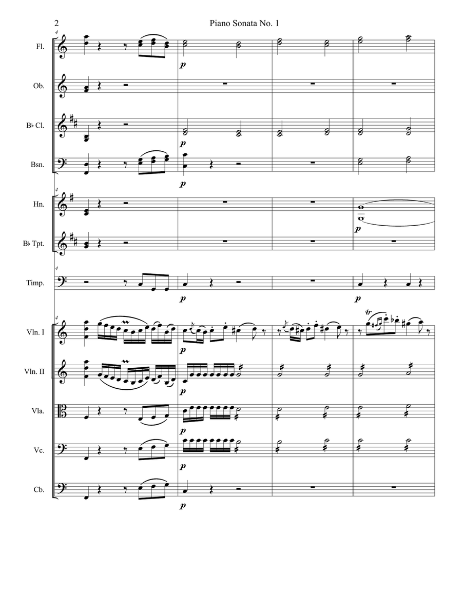 Piano Sonata No. 1 in C Major, K.279/189d Full Orchestra scores gallery preview page 4