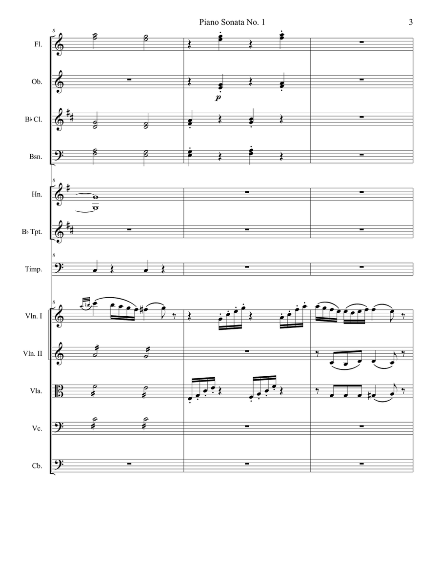 Piano Sonata No. 1 in C Major, K.279/189d Full Orchestra scores gallery preview page 5