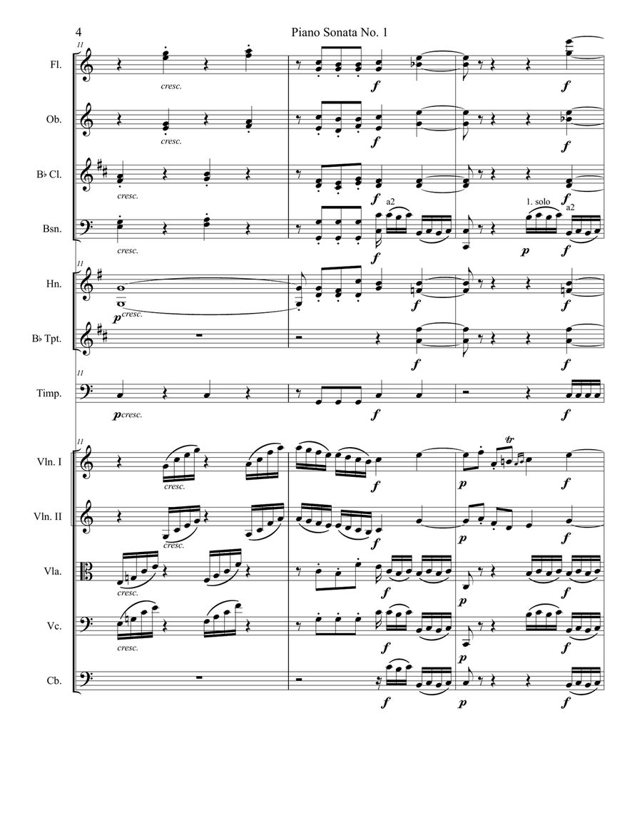 Piano Sonata No. 1 in C Major, K.279/189d Full Orchestra scores gallery preview page 6