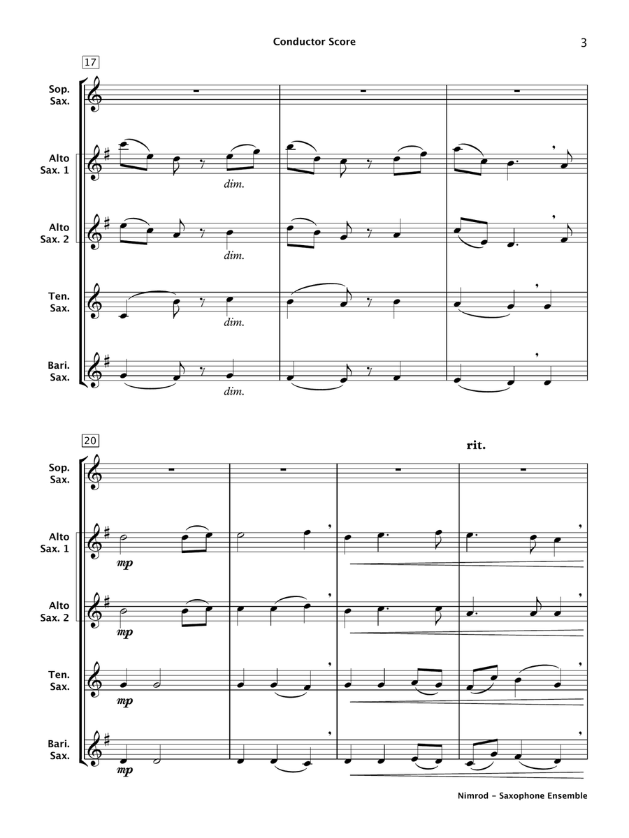 Nimrod (Saxophone Ensemble) Woodwind Trio scores gallery preview page 4