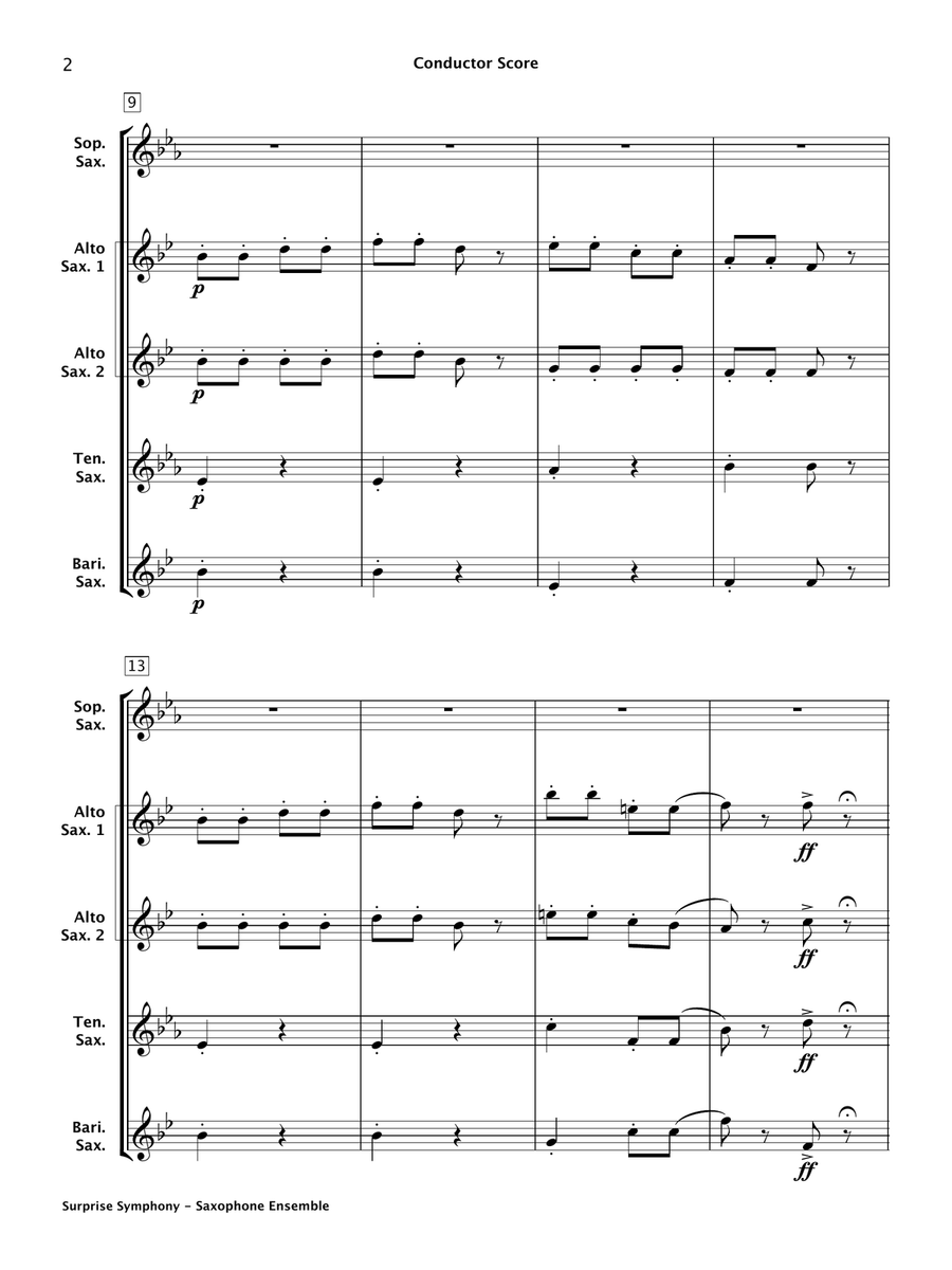 Surprise Symphony (Saxophone Ensemble) Woodwind Ensemble scores gallery preview page 3