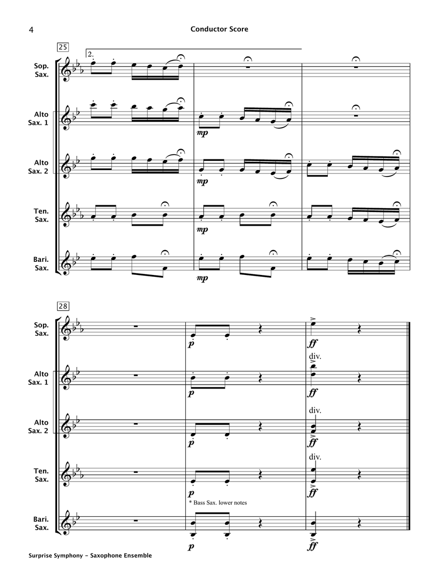 Surprise Symphony (Saxophone Ensemble) Woodwind Ensemble scores gallery preview page 5