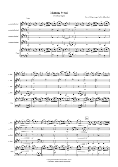 Morning Mood (from Peer Gynt) for Guitar Quartet