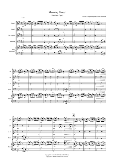 Morning Mood (from Peer Gynt) for Double Reed Quartet