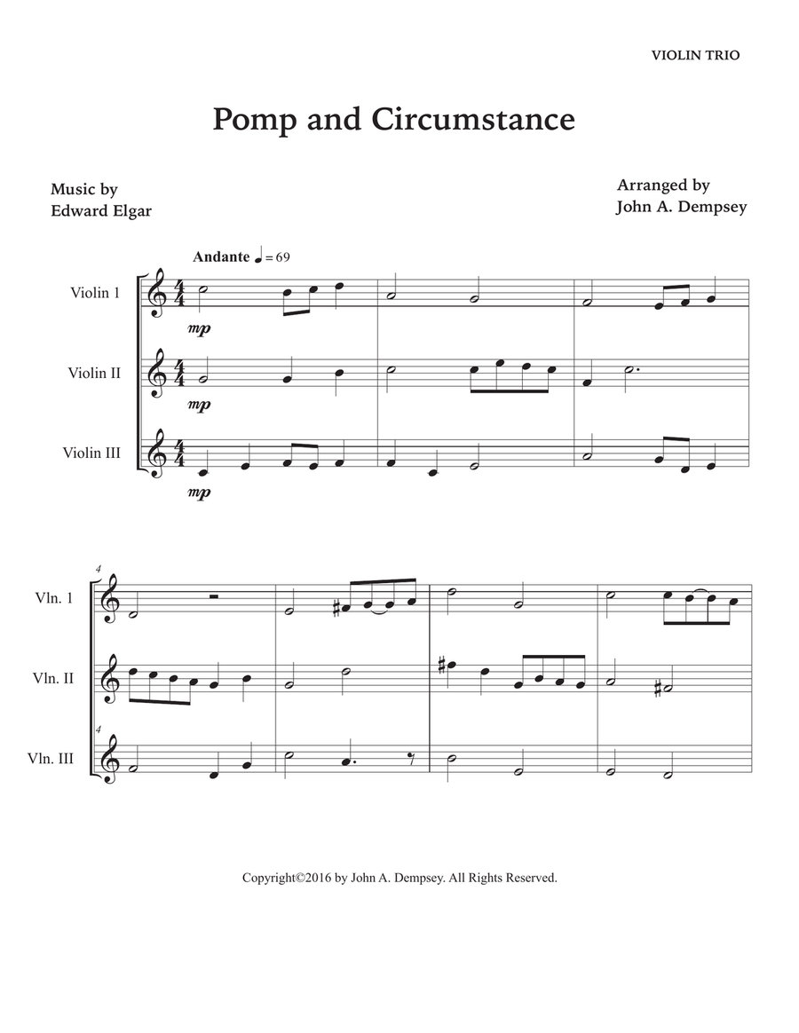 Pomp and Circumstance (in C major): Violin Trio String Trio scores gallery preview page 5