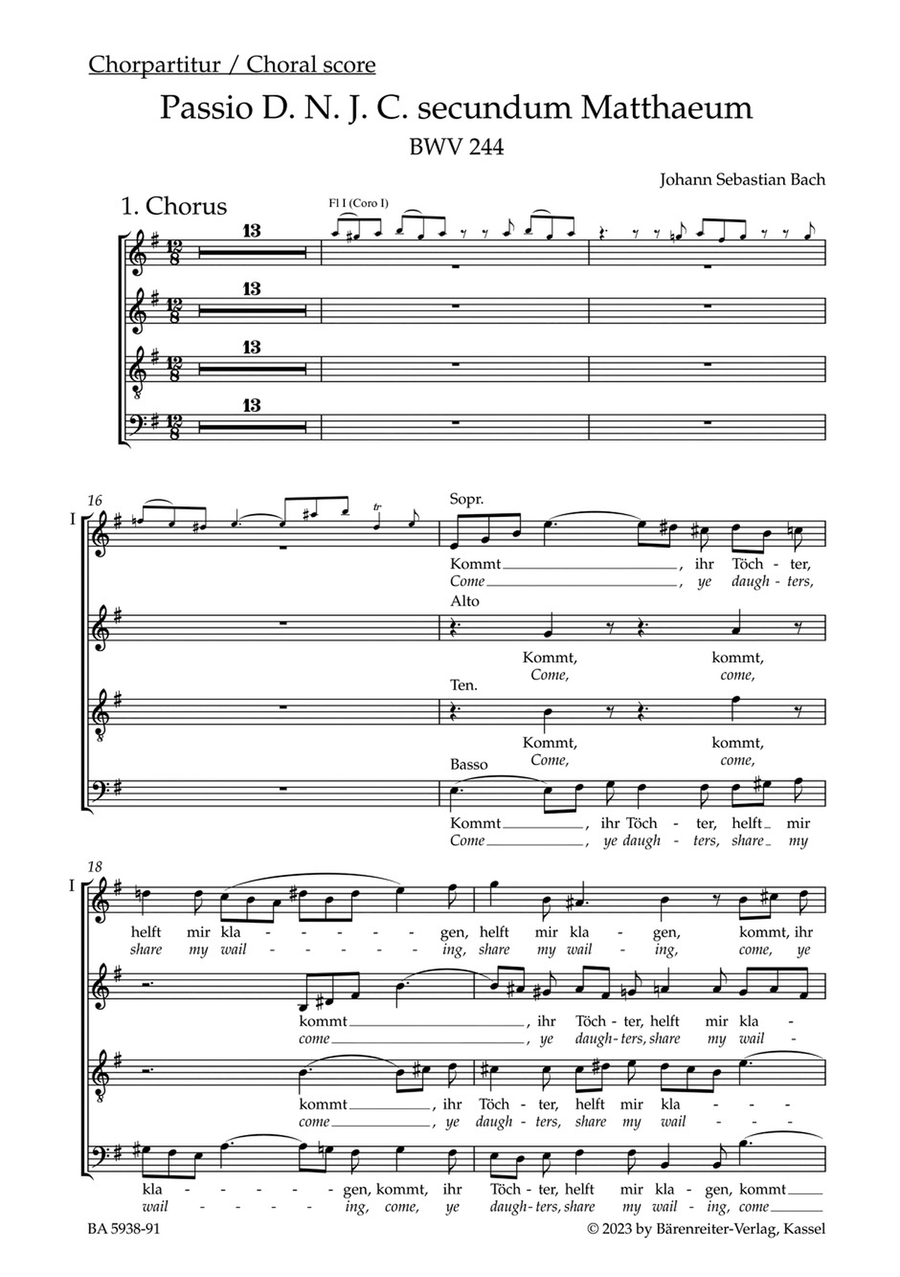 St. Matthew Passion, BWV 244 4-Part scores gallery preview page 2