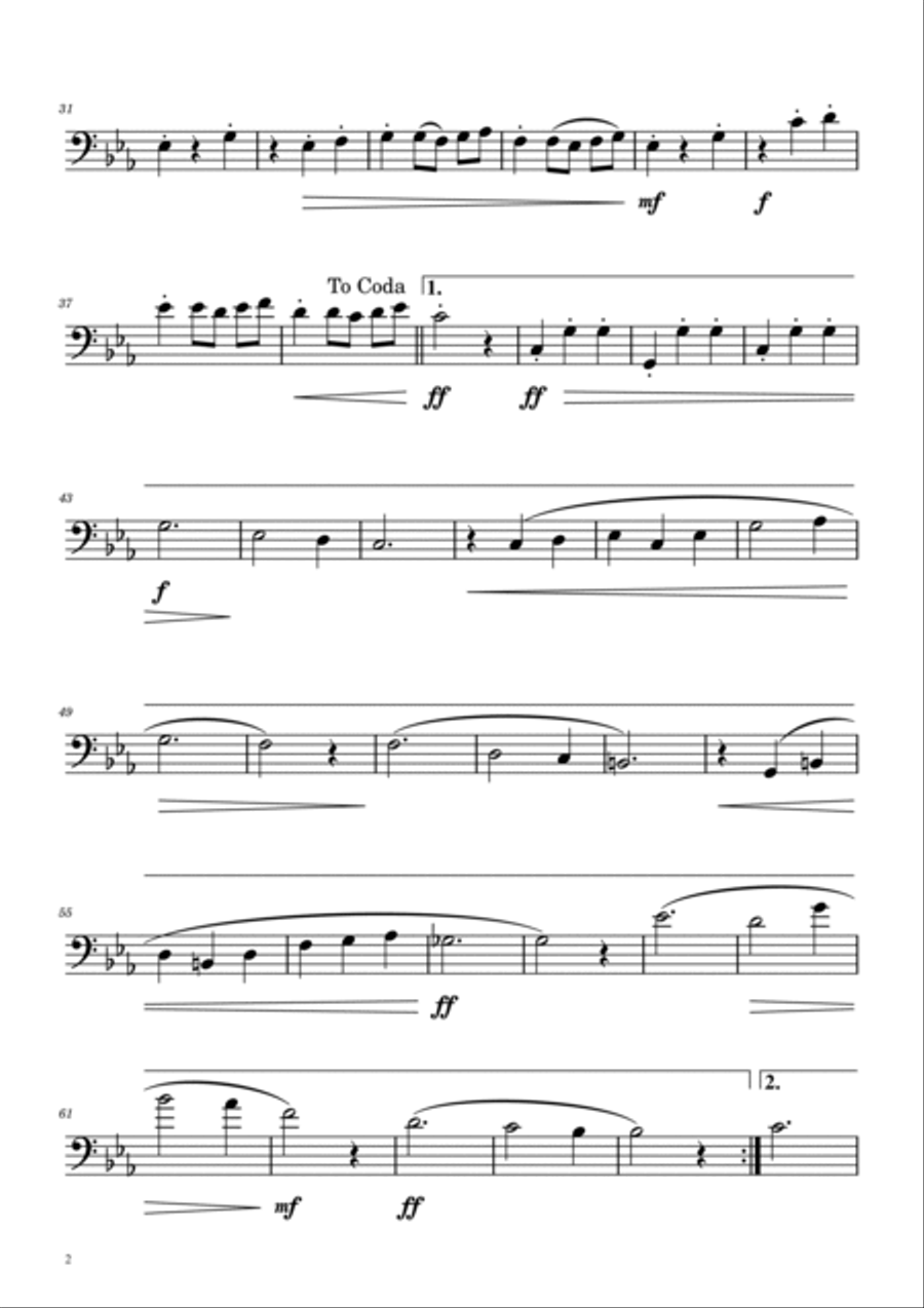 Dmitri Shostakovich - Second Waltz - Trombone solo w/ Piano Piano scores gallery preview page 2