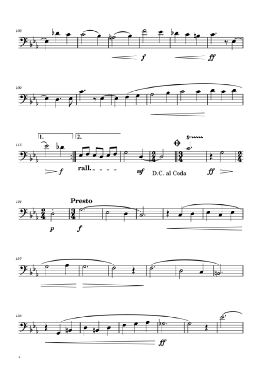 Dmitri Shostakovich - Second Waltz - Trombone solo w/ Piano Piano scores gallery preview page 4