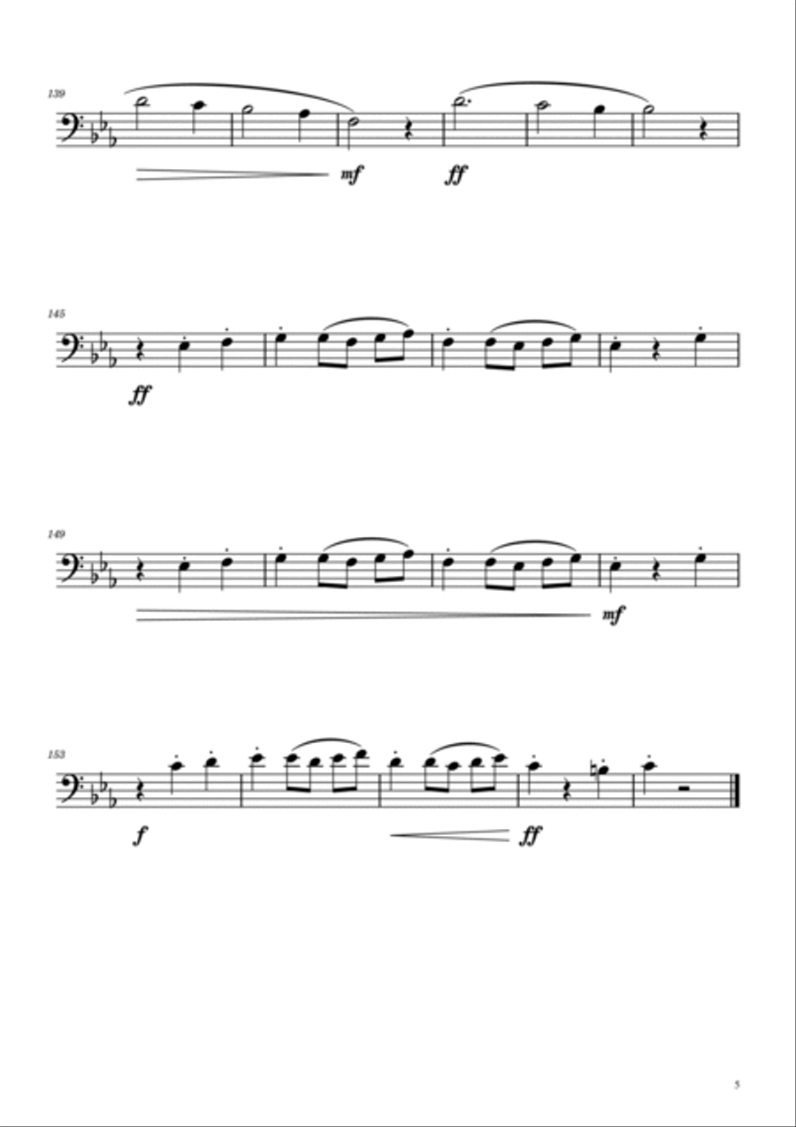 Dmitri Shostakovich - Second Waltz - Trombone solo w/ Piano Piano scores gallery preview page 5