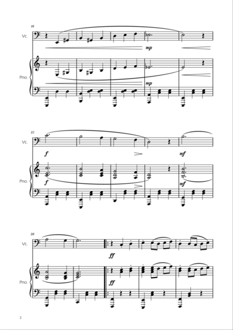 Dmitri Shostakovich - Second Waltz - Cello solo w/ Piano Piano scores gallery preview page 2