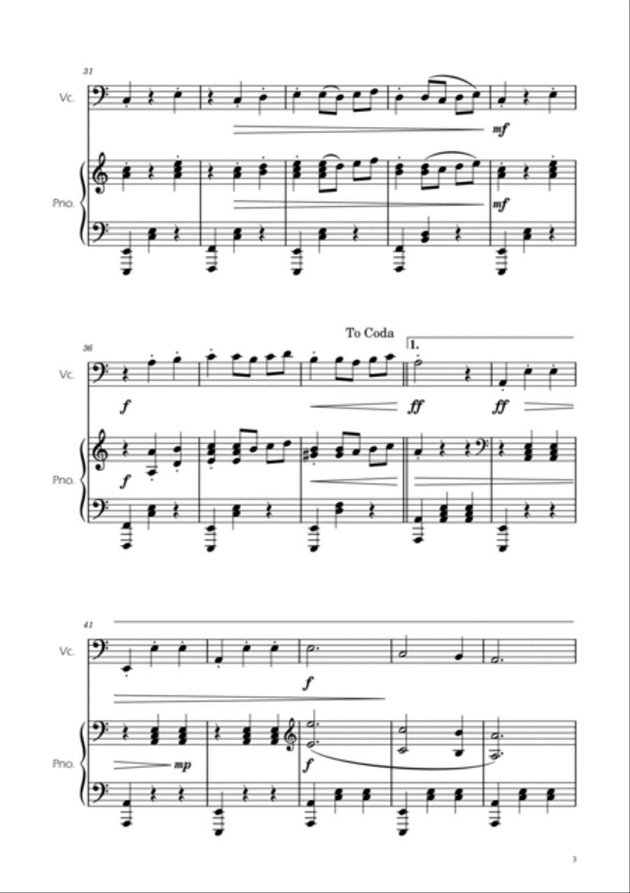 Dmitri Shostakovich - Second Waltz - Cello solo w/ Piano Piano scores gallery preview page 3