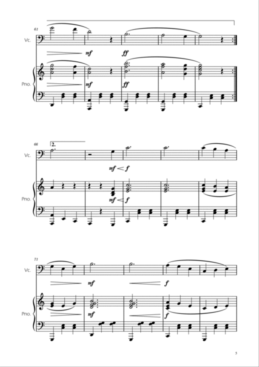 Dmitri Shostakovich - Second Waltz - Cello solo w/ Piano Piano scores gallery preview page 5