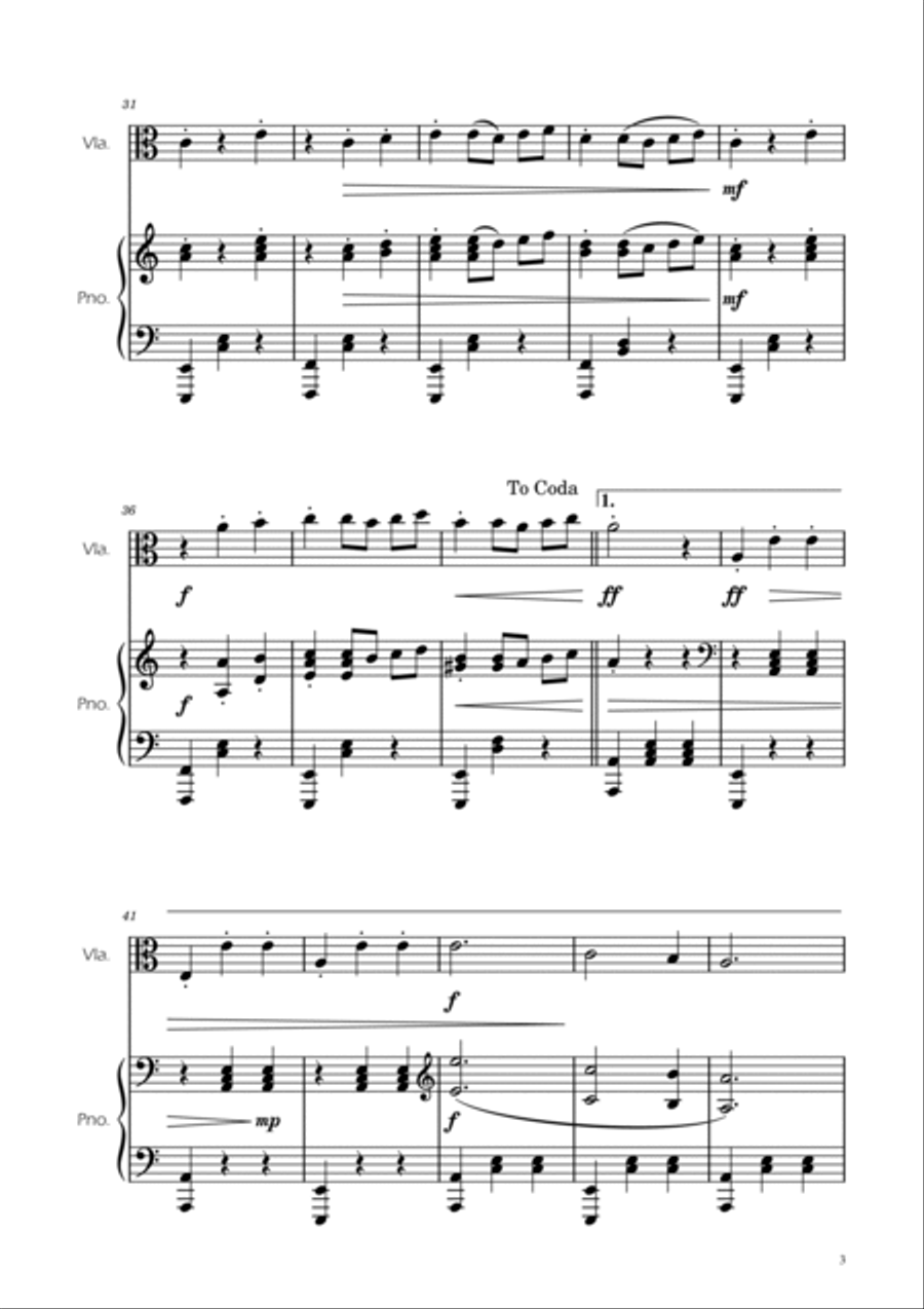 Dmitri Shostakovich - Second Waltz - Viola w/ Piano Viola scores gallery preview page 3