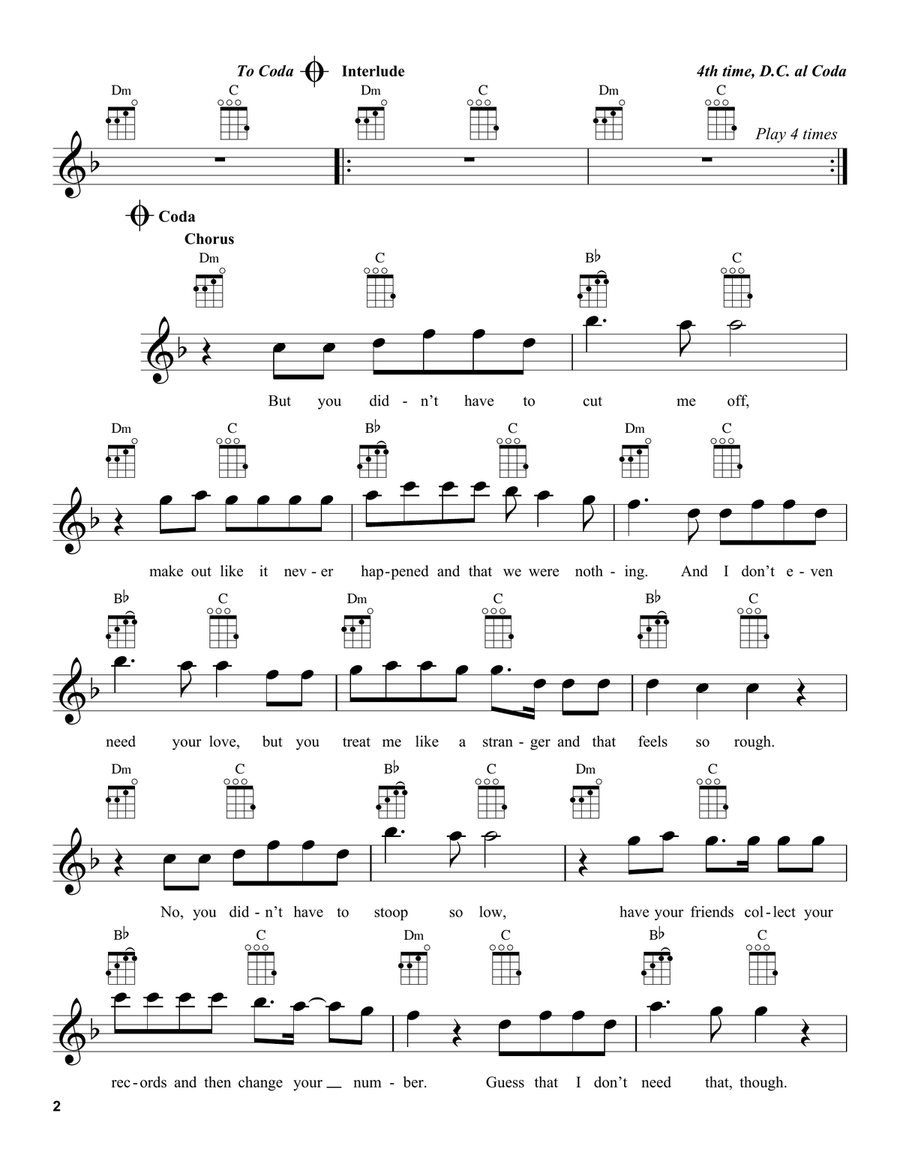 Somebody That I Used To Know (feat. Kimbra) Ukulele scores gallery preview page 2