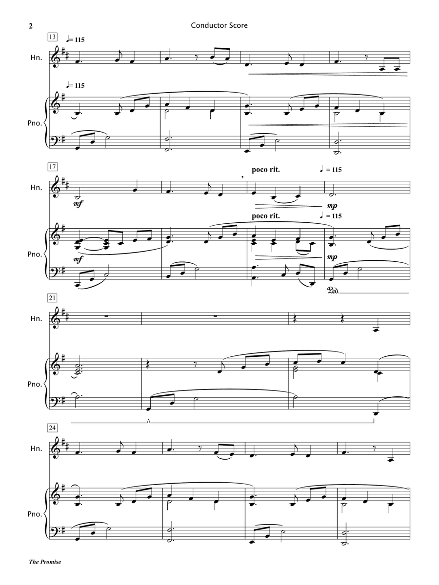 The Promise (Horn in F and Piano) Piano scores gallery preview page 3