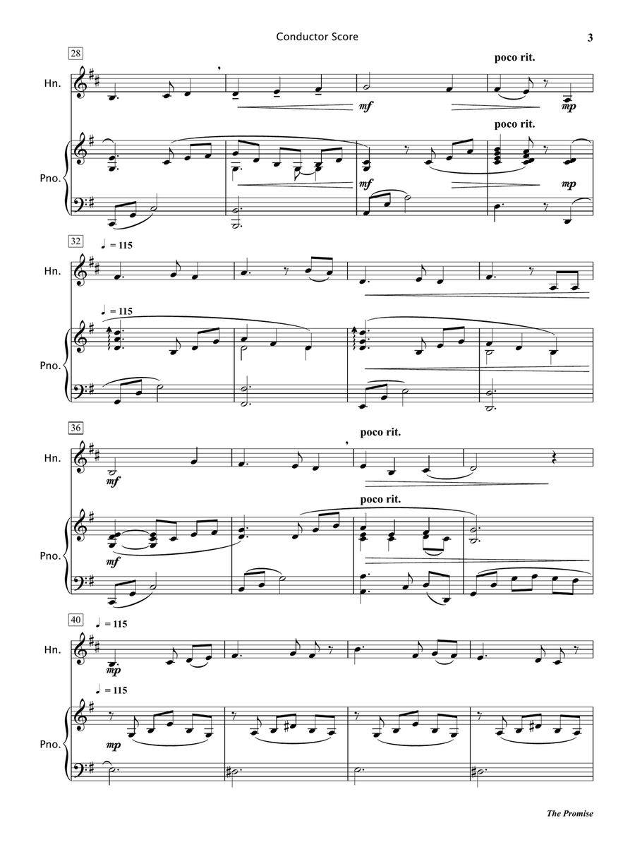 The Promise (Horn in F and Piano) Piano scores gallery preview page 4