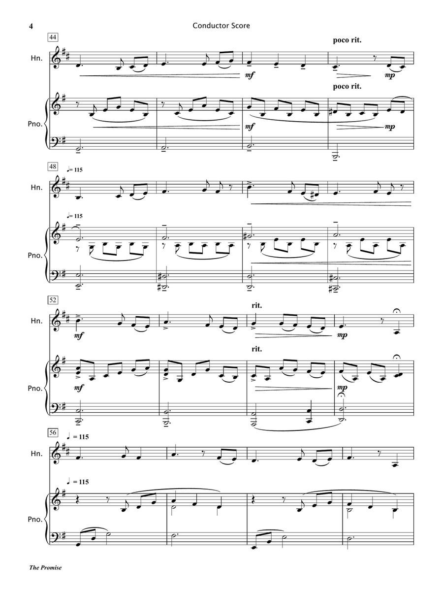 The Promise (Horn in F and Piano) Piano scores gallery preview page 5