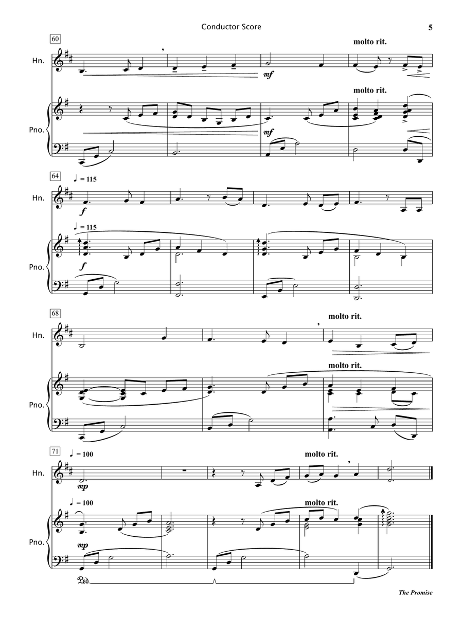 The Promise (Horn in F and Piano) Piano scores gallery preview page 6
