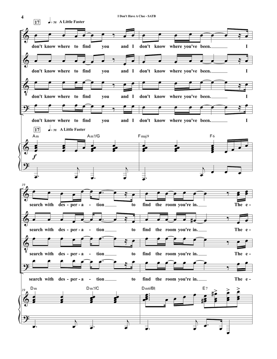 I Don't Have A Clue 4-Part scores gallery preview page 4