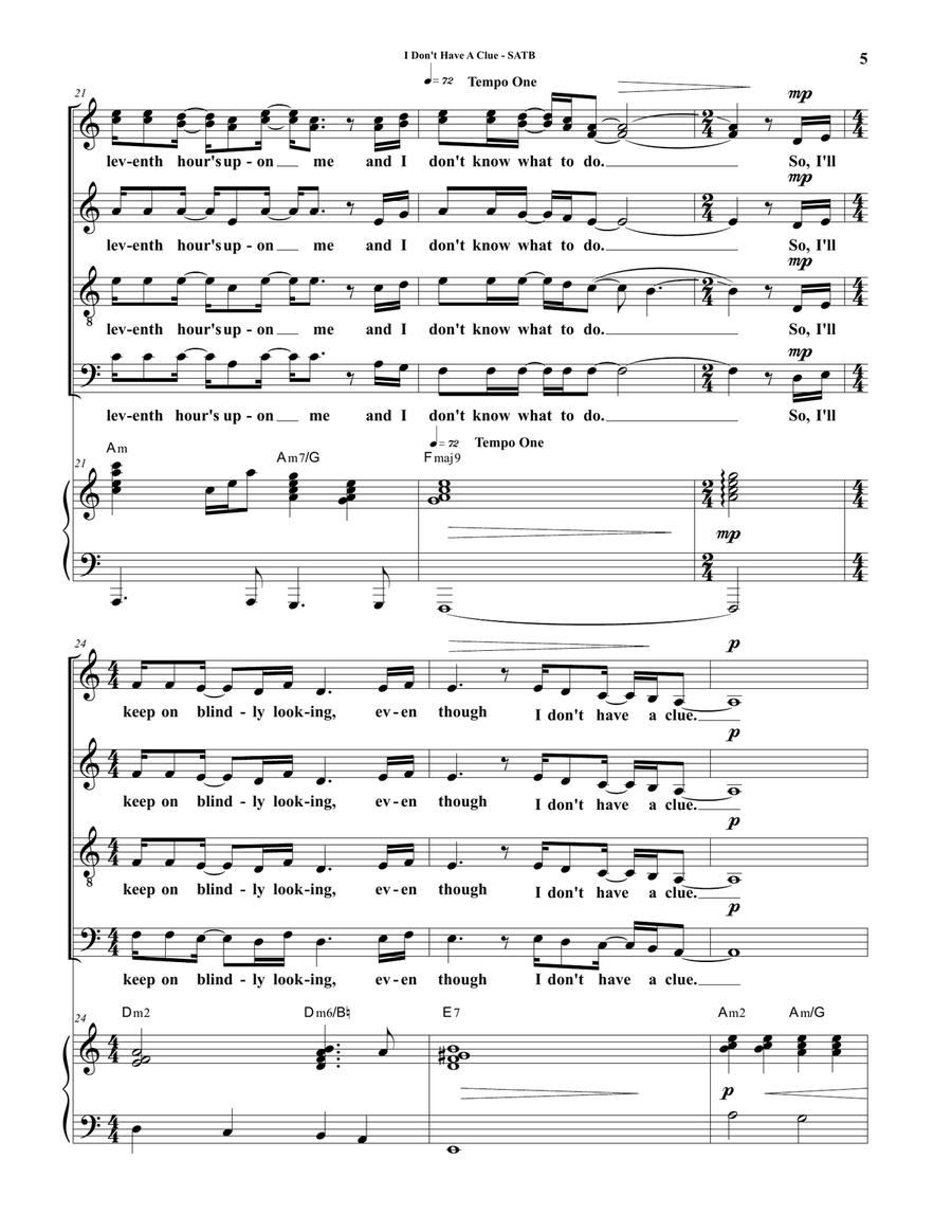 I Don't Have A Clue 4-Part scores gallery preview page 5