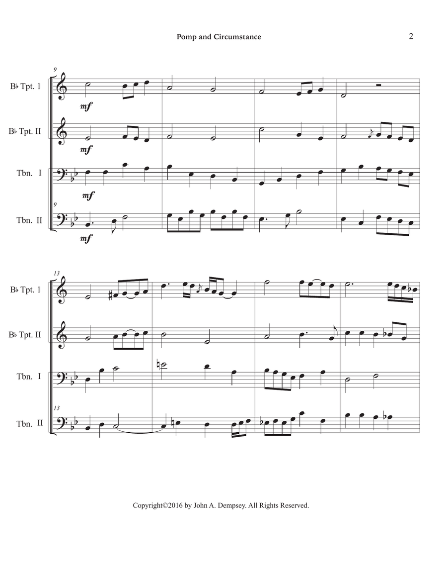 Pomp and Circumstance (Brass Quartet): Two Trumpets and Two Trombones Brass Quartet scores gallery preview page 6