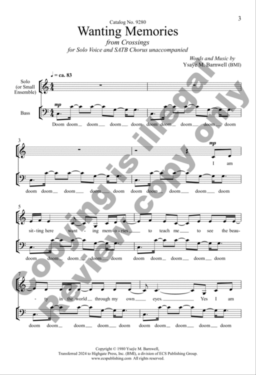 Wanting Memories Wanting Memories 4-Part scores gallery preview page 3