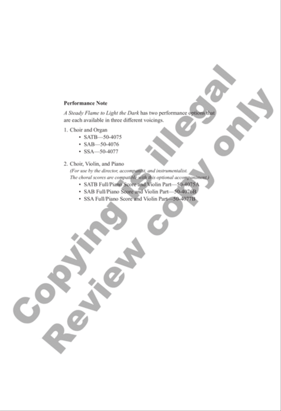 A Steady Flame to Light the Dark (Choral Score) 4-Part scores gallery preview page 2