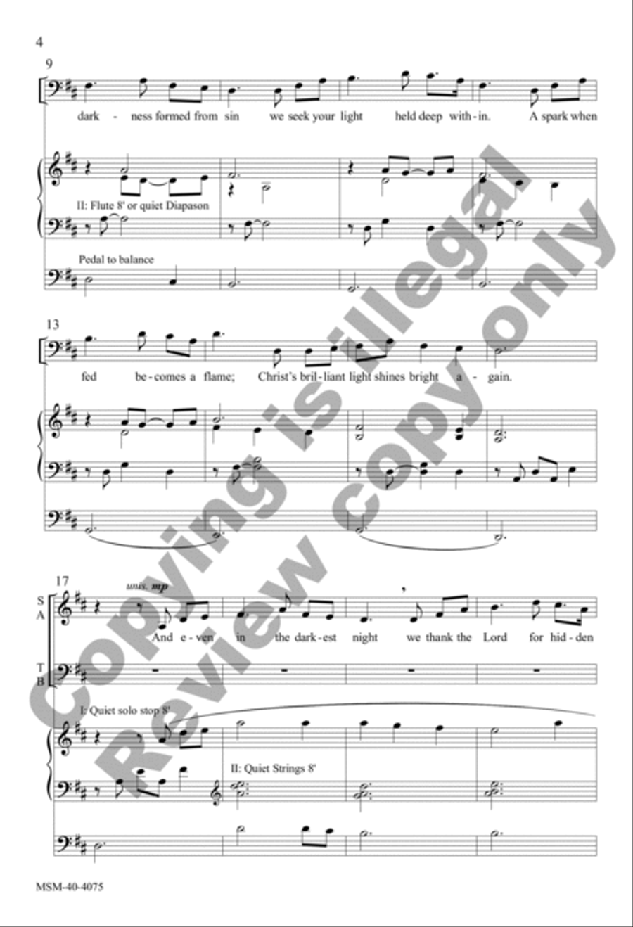 A Steady Flame to Light the Dark (Choral Score) 4-Part scores gallery preview page 4