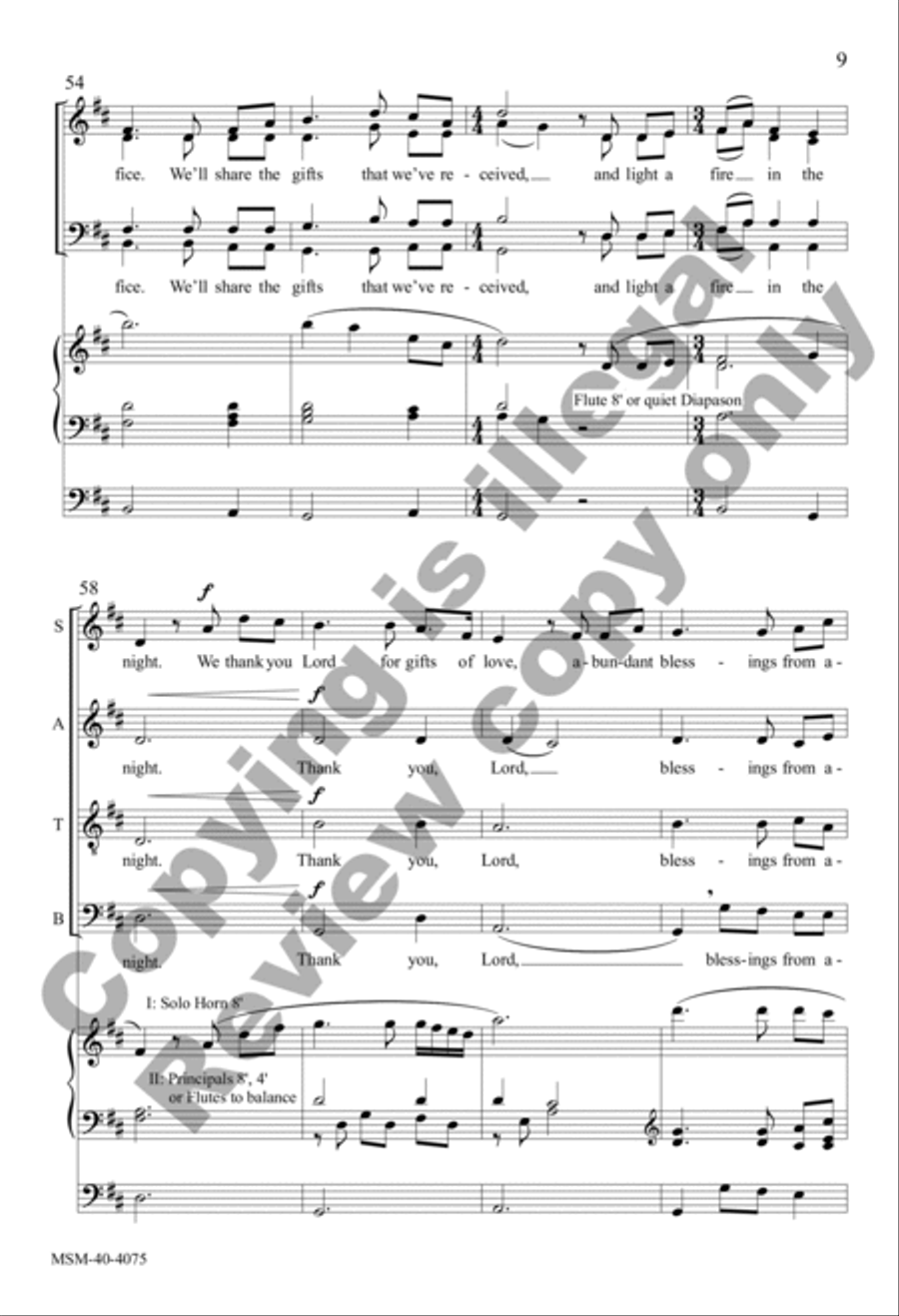A Steady Flame to Light the Dark (Choral Score) 4-Part scores gallery preview page 9
