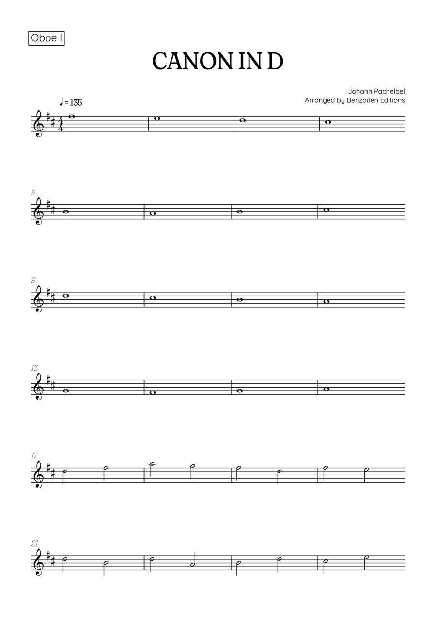 Pachelbel Canon in D • oboe duet sheet music Woodwind Duet scores gallery preview page 6
