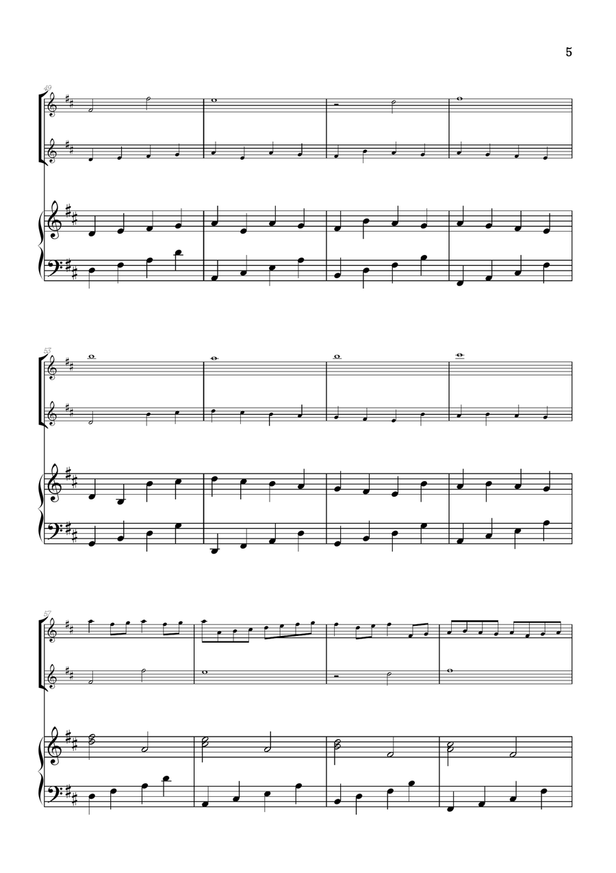 Pachelbel Canon in D • oboe duet sheet music w/ piano accompaniment Woodwind Duet scores gallery preview page 5