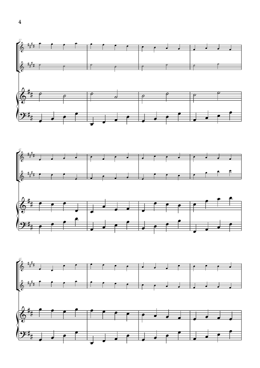 Pachelbel Canon in D • trumpet in Bb duet sheet music w/ piano accompaniment Trumpet Duet scores gallery preview page 4
