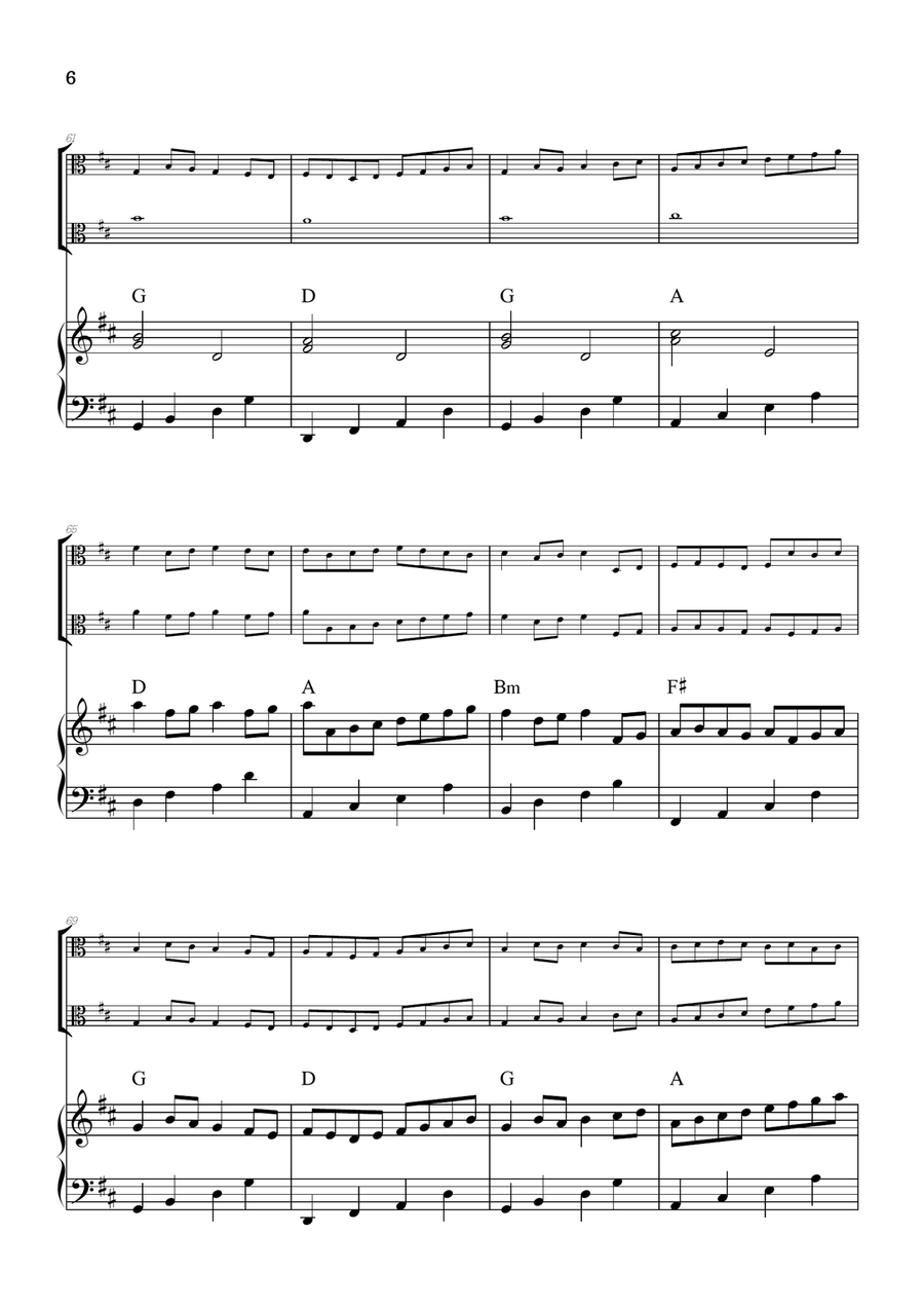Pachelbel Canon in D • viola duet sheet music w/ piano accompaniment [chords] String Duet scores gallery preview page 6