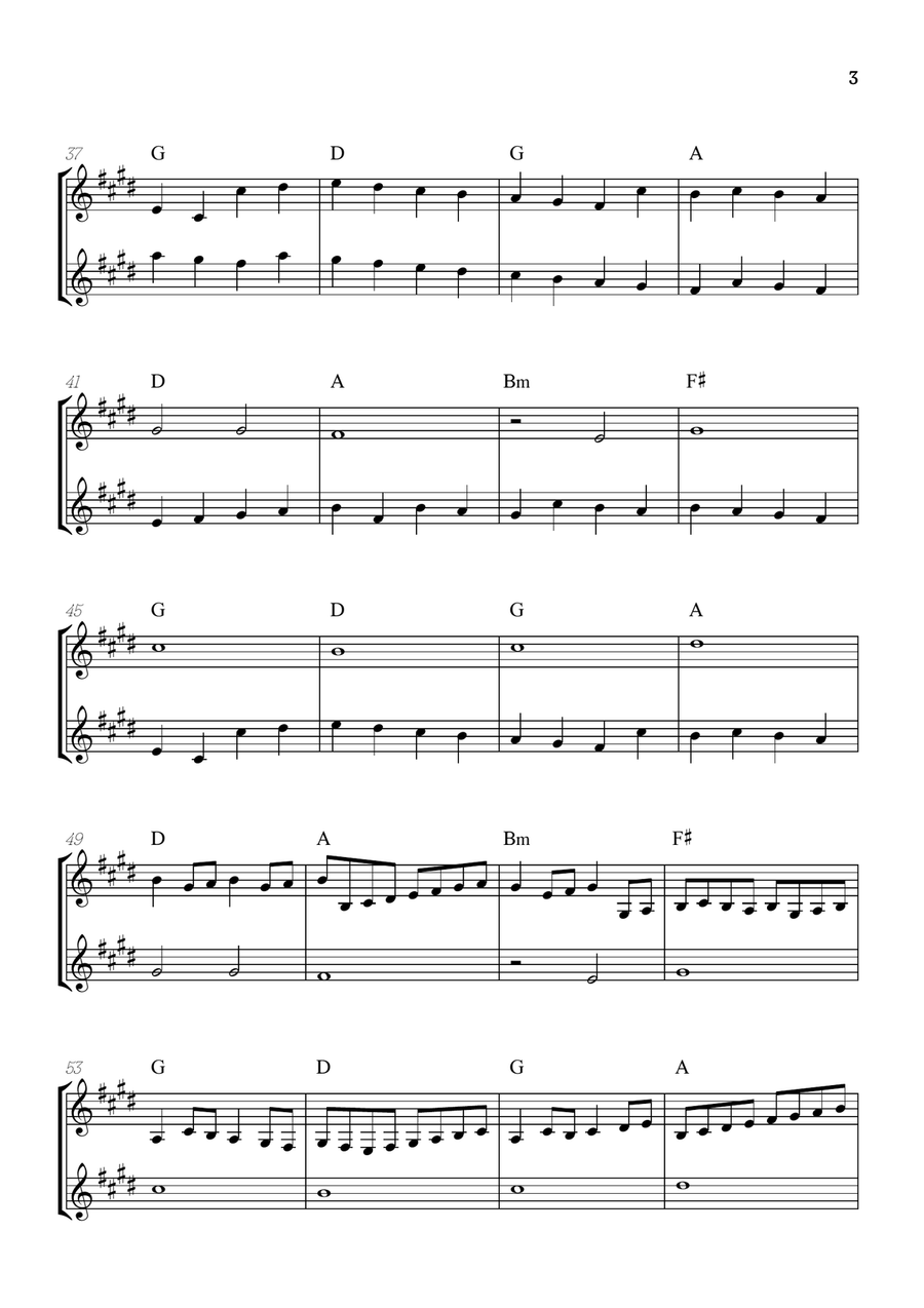 Pachelbel Canon in D • clarinet in Bb duet sheet music [chords] Clarinet Duet scores gallery preview page 3