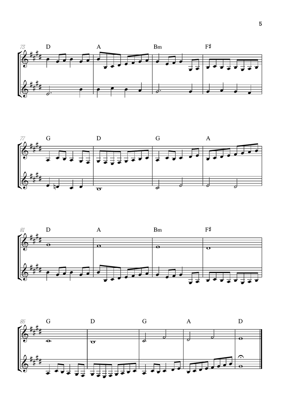 Pachelbel Canon in D • clarinet in Bb duet sheet music [chords] Clarinet Duet scores gallery preview page 5