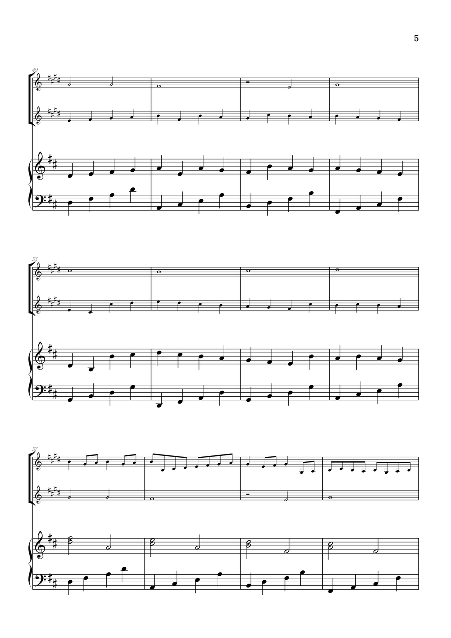 Pachelbel Canon in D • clarinet in Bb duet sheet music w/ piano accompaniment Woodwind Duet scores gallery preview page 5
