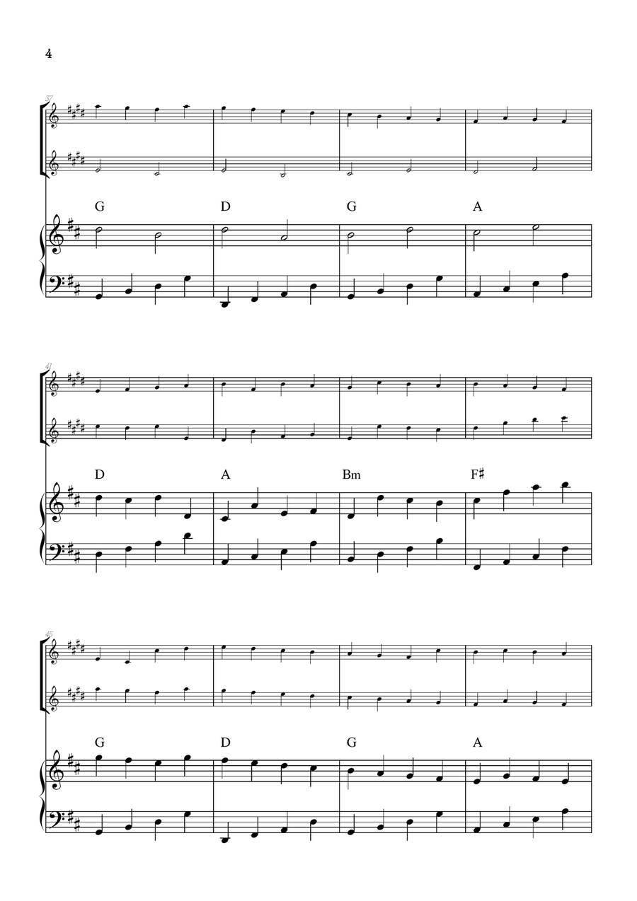 Pachelbel Canon in D • clarinet in Bb duet sheet music w/ piano accompaniment [chords] Woodwind Duet scores gallery preview page 4