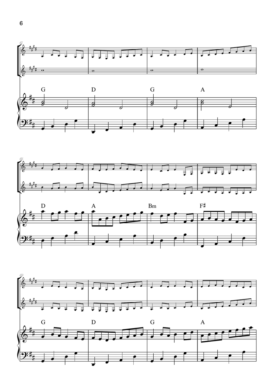 Pachelbel Canon in D • clarinet in Bb duet sheet music w/ piano accompaniment [chords] Woodwind Duet scores gallery preview page 6