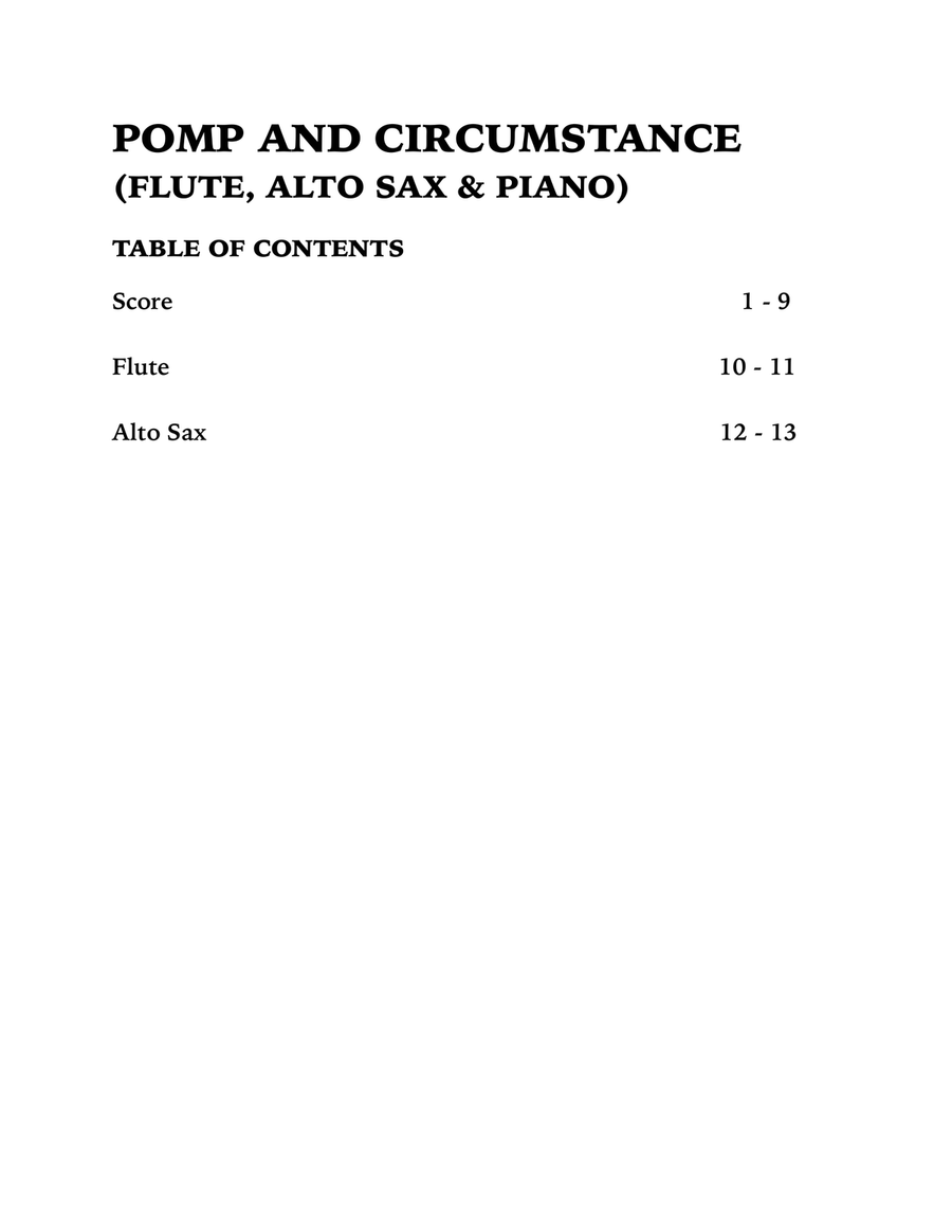 Pomp and Circumstance (Trio for Flute, Alto Sax and Piano) Small Ensemble scores gallery preview page 4