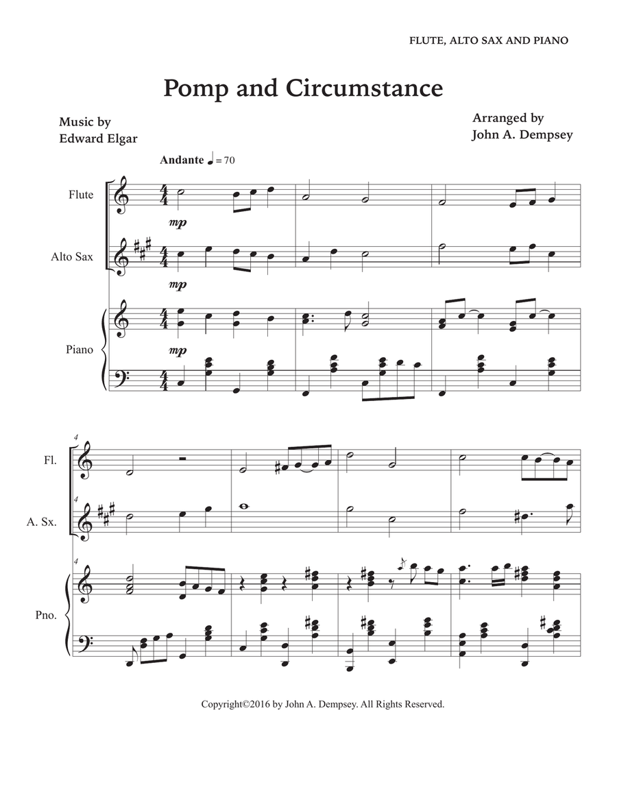 Pomp and Circumstance (Trio for Flute, Alto Sax and Piano) Small Ensemble scores gallery preview page 5