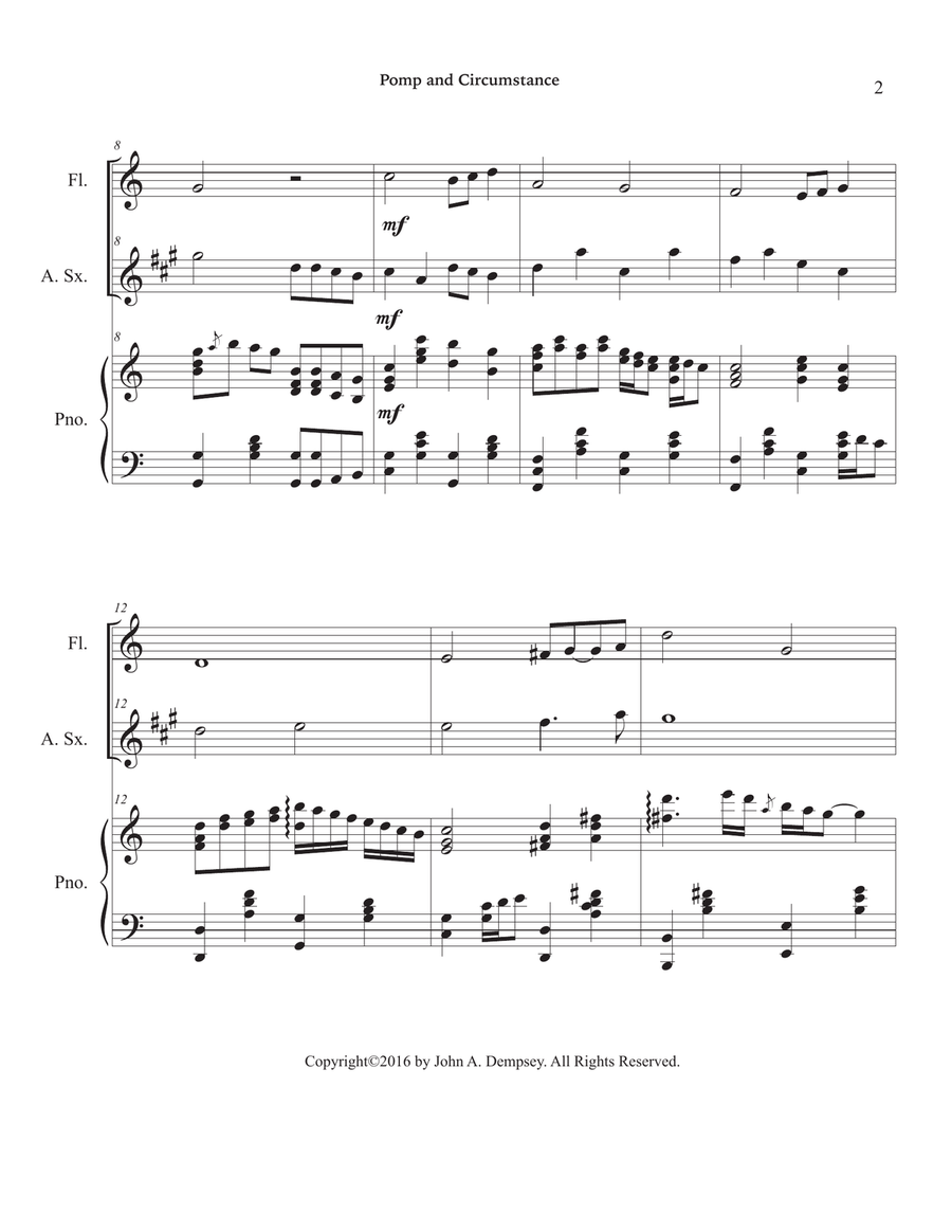 Pomp and Circumstance (Trio for Flute, Alto Sax and Piano) Small Ensemble scores gallery preview page 6