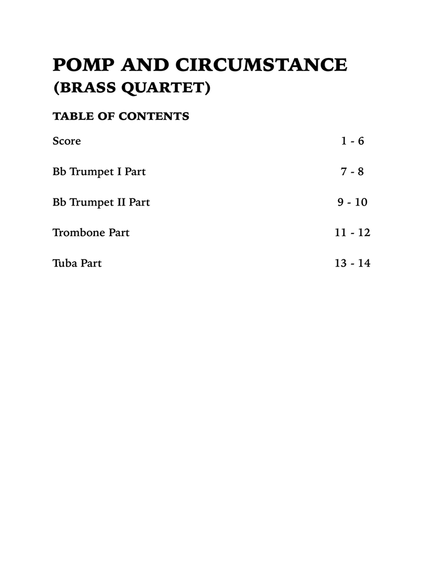 Pomp and Circumstance (Brass Quartet): Two Trumpets, Trombone and Tuba Brass Quartet scores gallery preview page 4