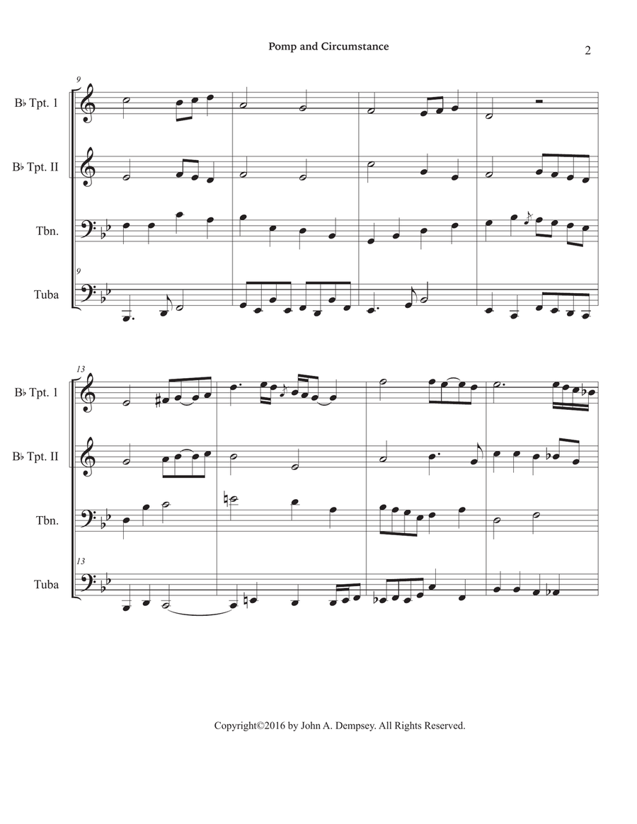 Pomp and Circumstance (Brass Quartet): Two Trumpets, Trombone and Tuba Brass Quartet scores gallery preview page 6