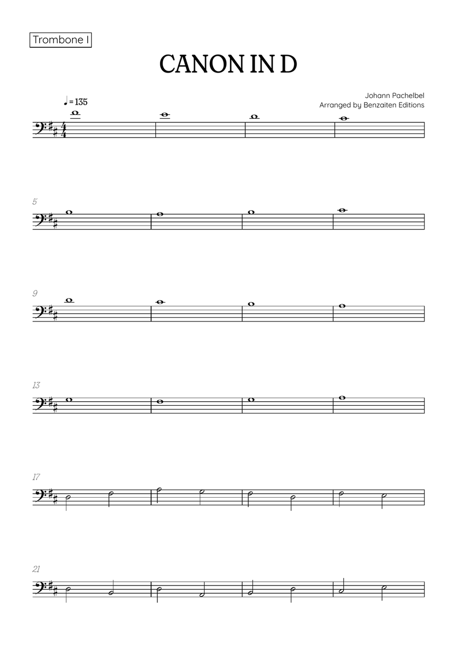 Pachelbel Canon in D • trombone duet sheet music Trombone Duet scores gallery preview page 6