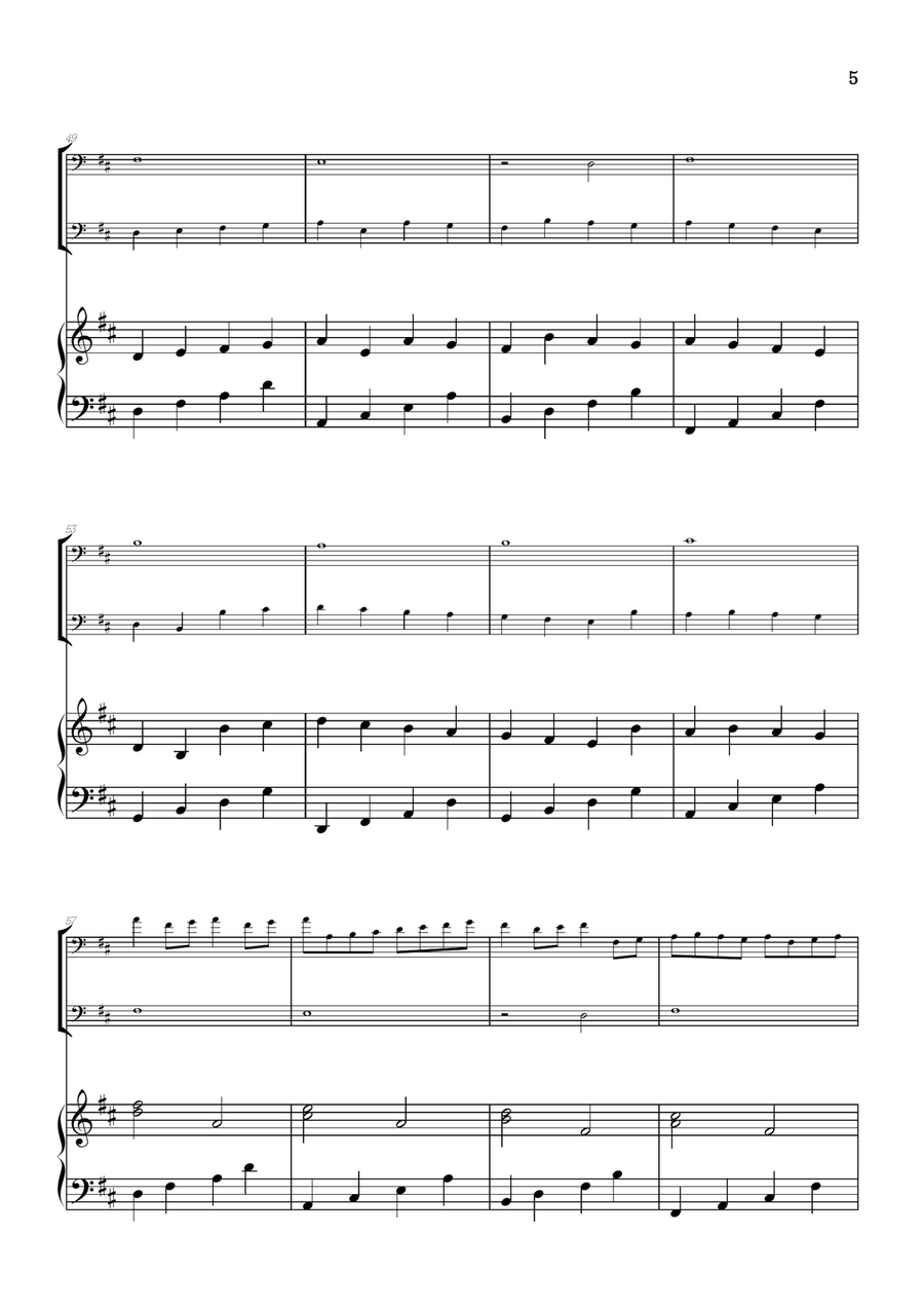 Pachelbel Canon in D • trombone duet sheet music w/ piano accompaniment Trombone Duet scores gallery preview page 5