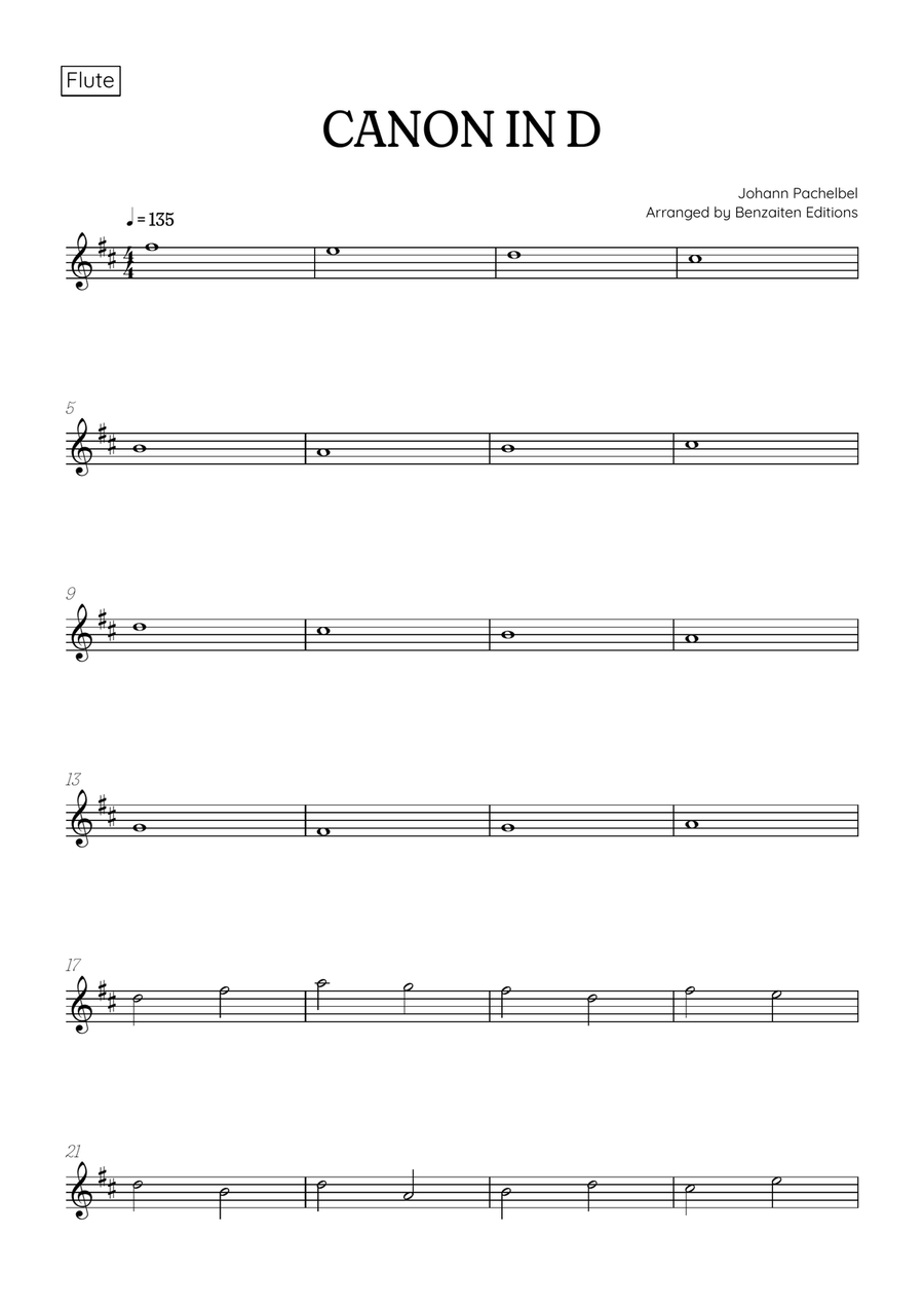 Pachelbel Canon in D • flute & clarinet duet sheet music Woodwind Duet scores gallery preview page 6