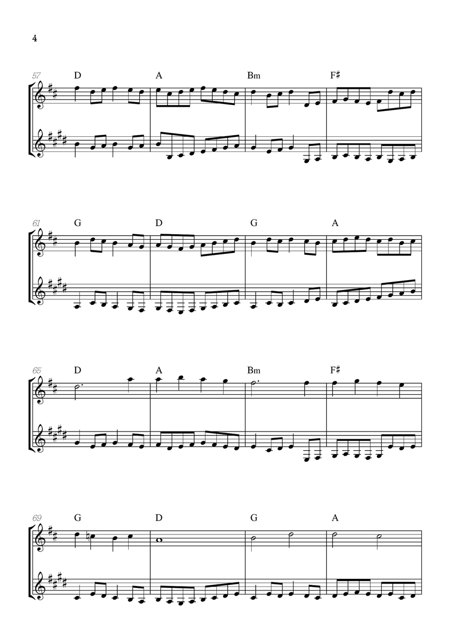 Pachelbel Canon in D • oboe & clarinet duet sheet music [chords] Woodwind Duet scores gallery preview page 4