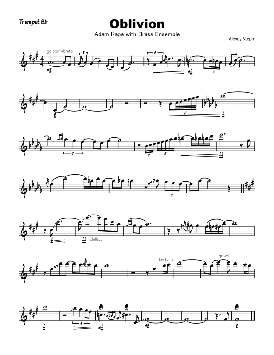 Oblivion B-Flat Trumpet scores gallery preview page 1