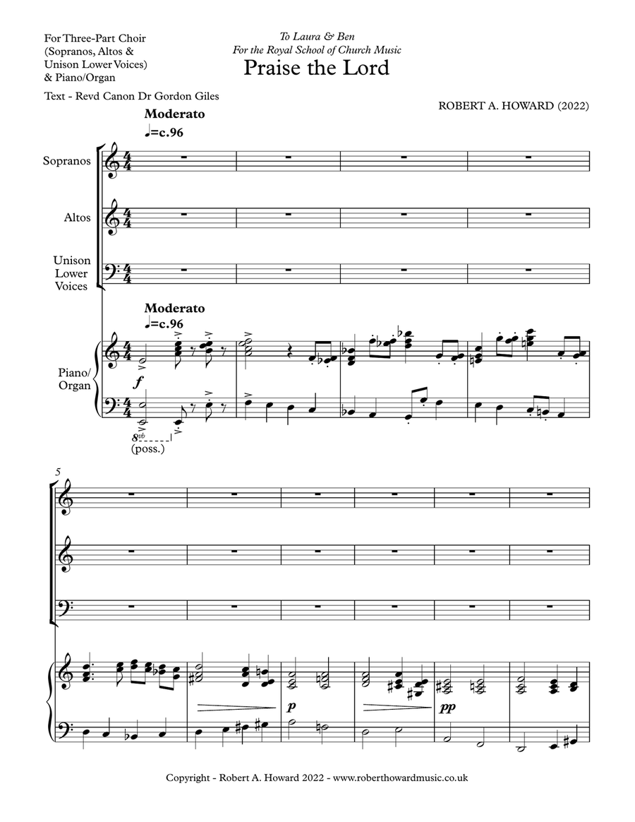Praise the Lord (SA & Lower Voices Version) SA scores gallery preview page 2