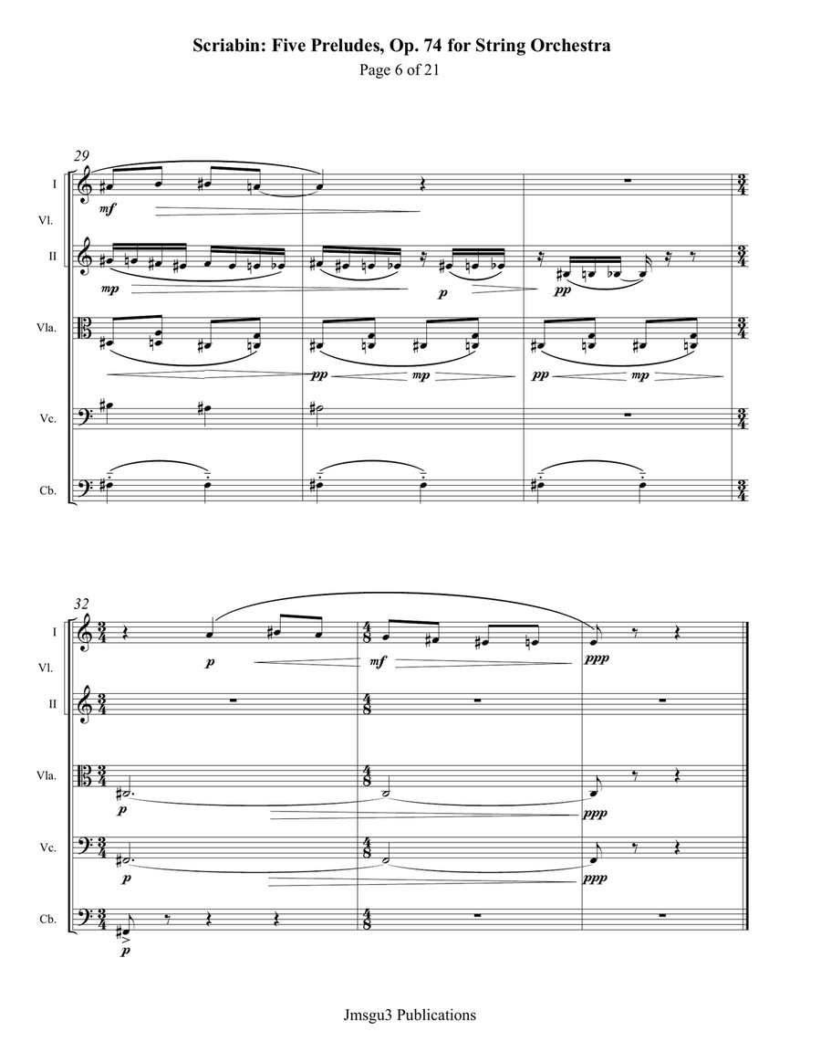Scriabin: Five Preludes, Op. 74, for String Orchestra String Orchestra scores gallery preview page 6